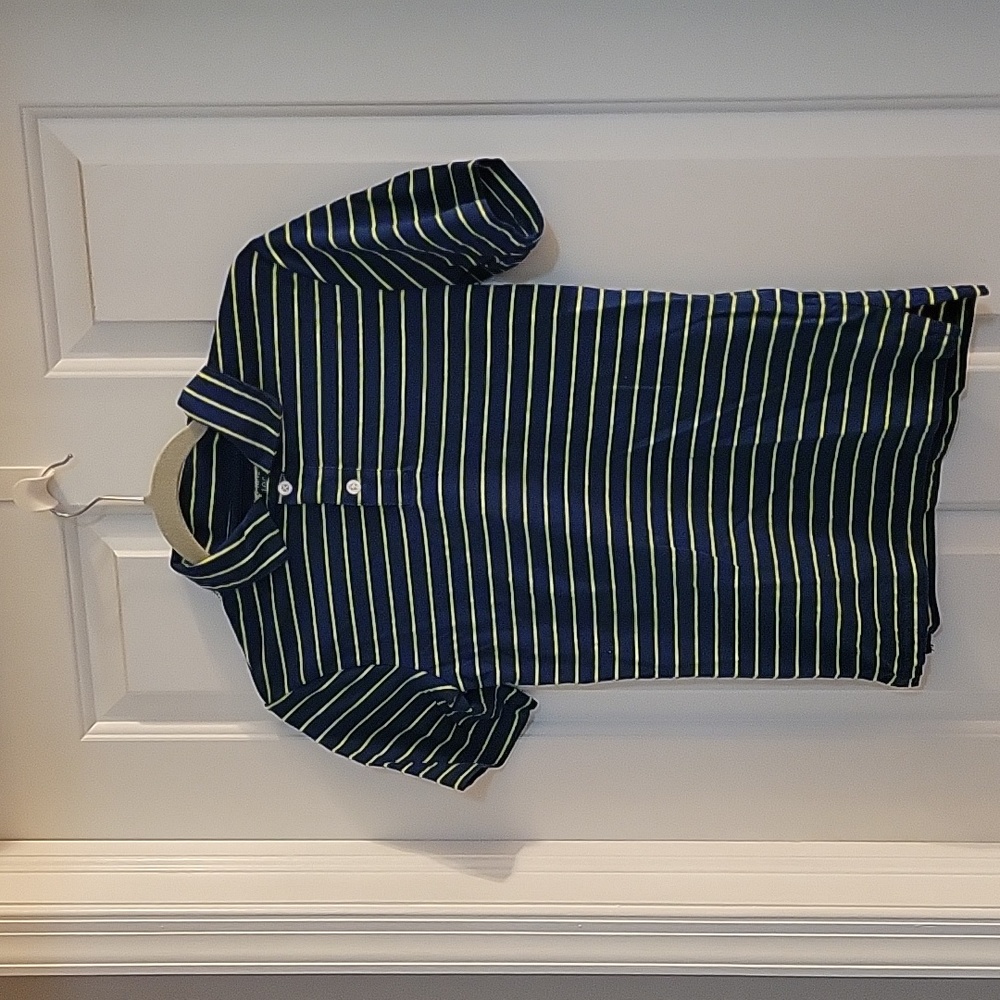Childrens Place navy striped lime polo large 10/12